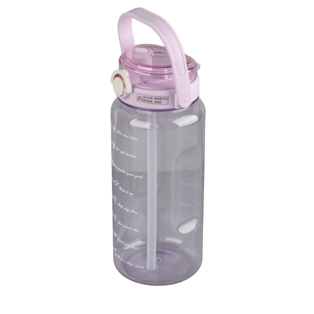 Large Water Bottle 2 Drinking Methods PC PP Material Clear Scale Portable Matte Large Water Jug with Straw for FitnessPurple 1500ml