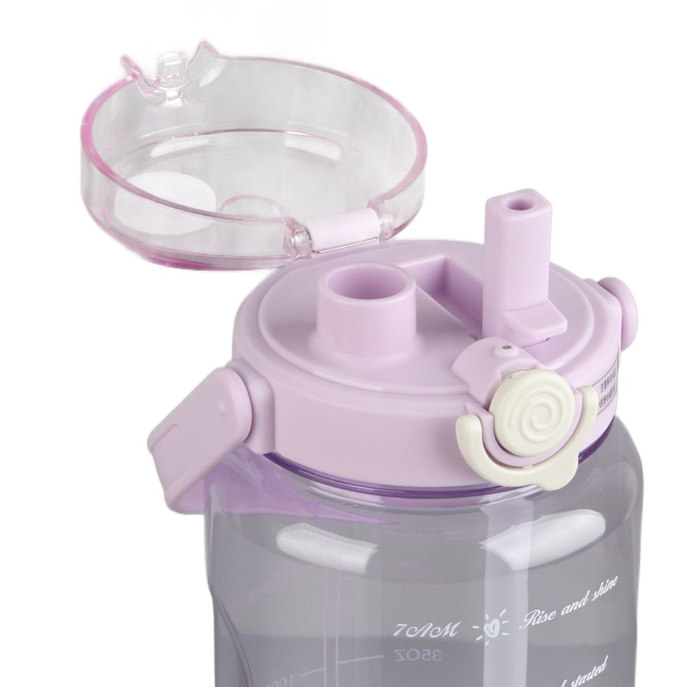Large Water Bottle 2 Drinking Methods PC PP Material Clear Scale Portable Matte Large Water Jug with Straw for FitnessPurple 1500ml