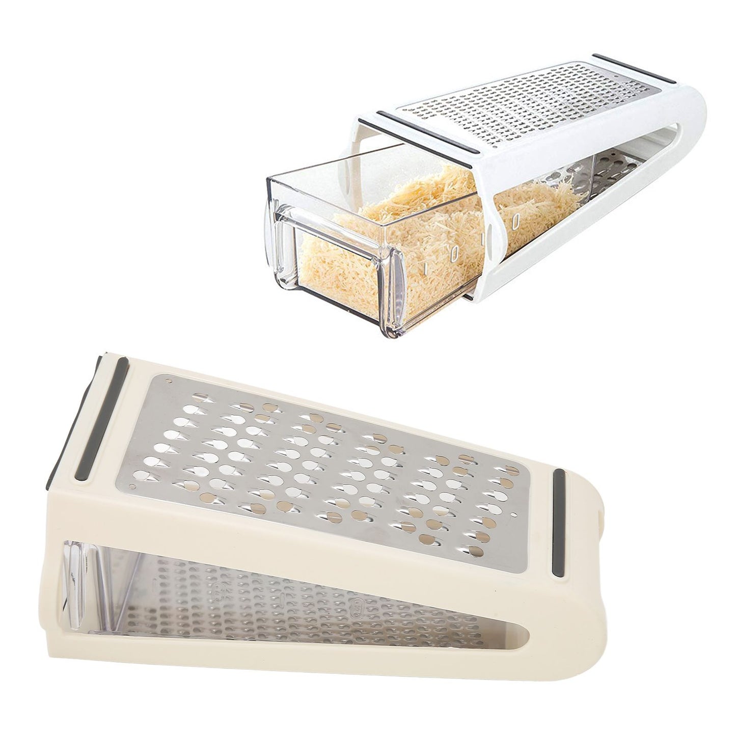 Cheese Grater Double Sided Removable Container ABS PS Material 22x13.5x8.5cm/8.7x5.3x3.3in Food Grater for Kitchen