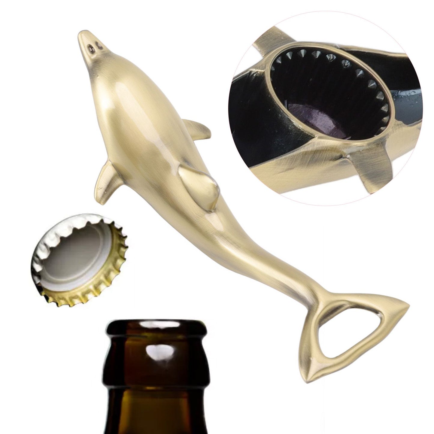 Dolphins Bottle Opener Effort Saving Cute Appearance Metal Beer Opener for Household Parties Restaurants