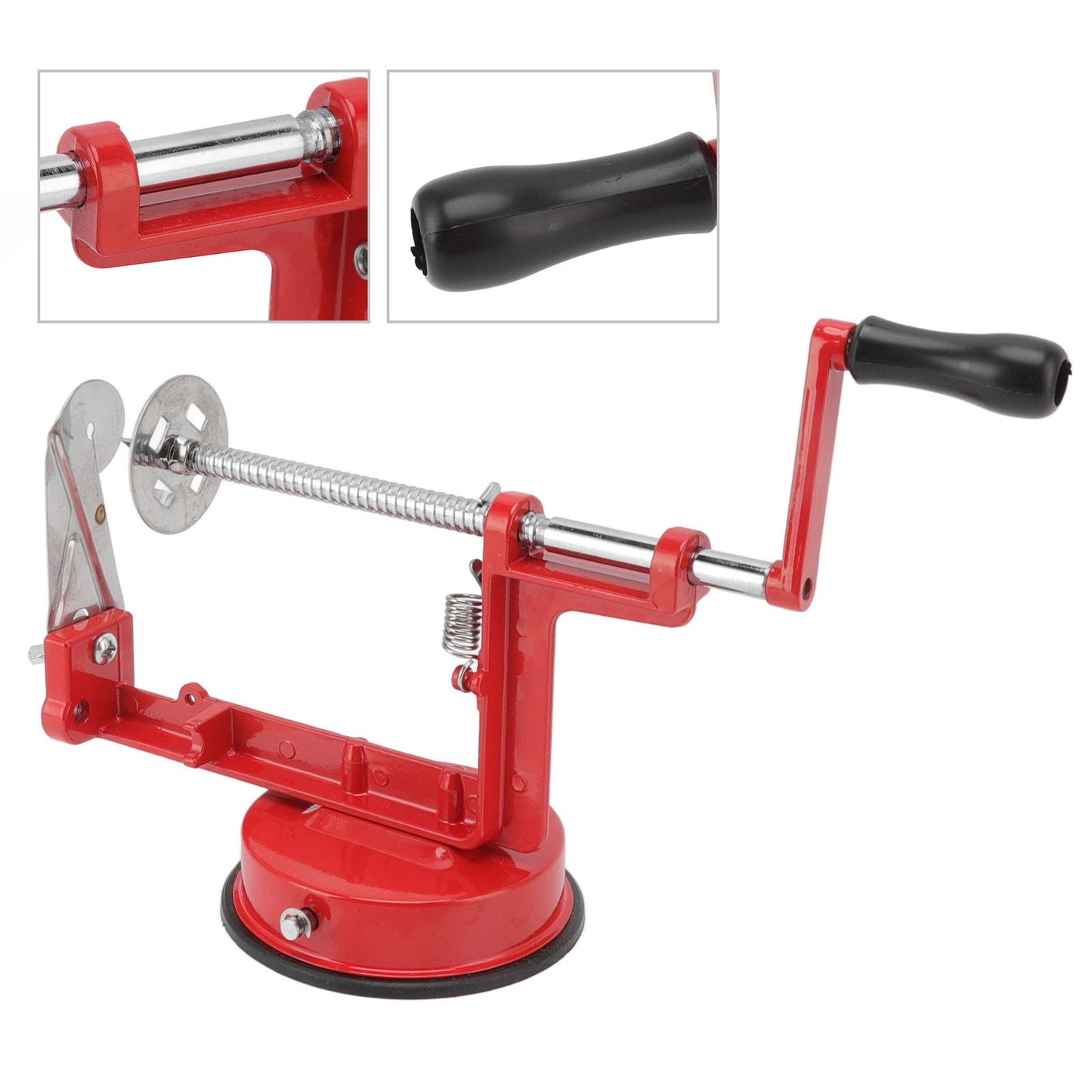 Potato Spiral Cutter Multifunctional Manual Rotating Stainless Steel Blade Rust Resistant Red Twisted Spiral Potato Peeler