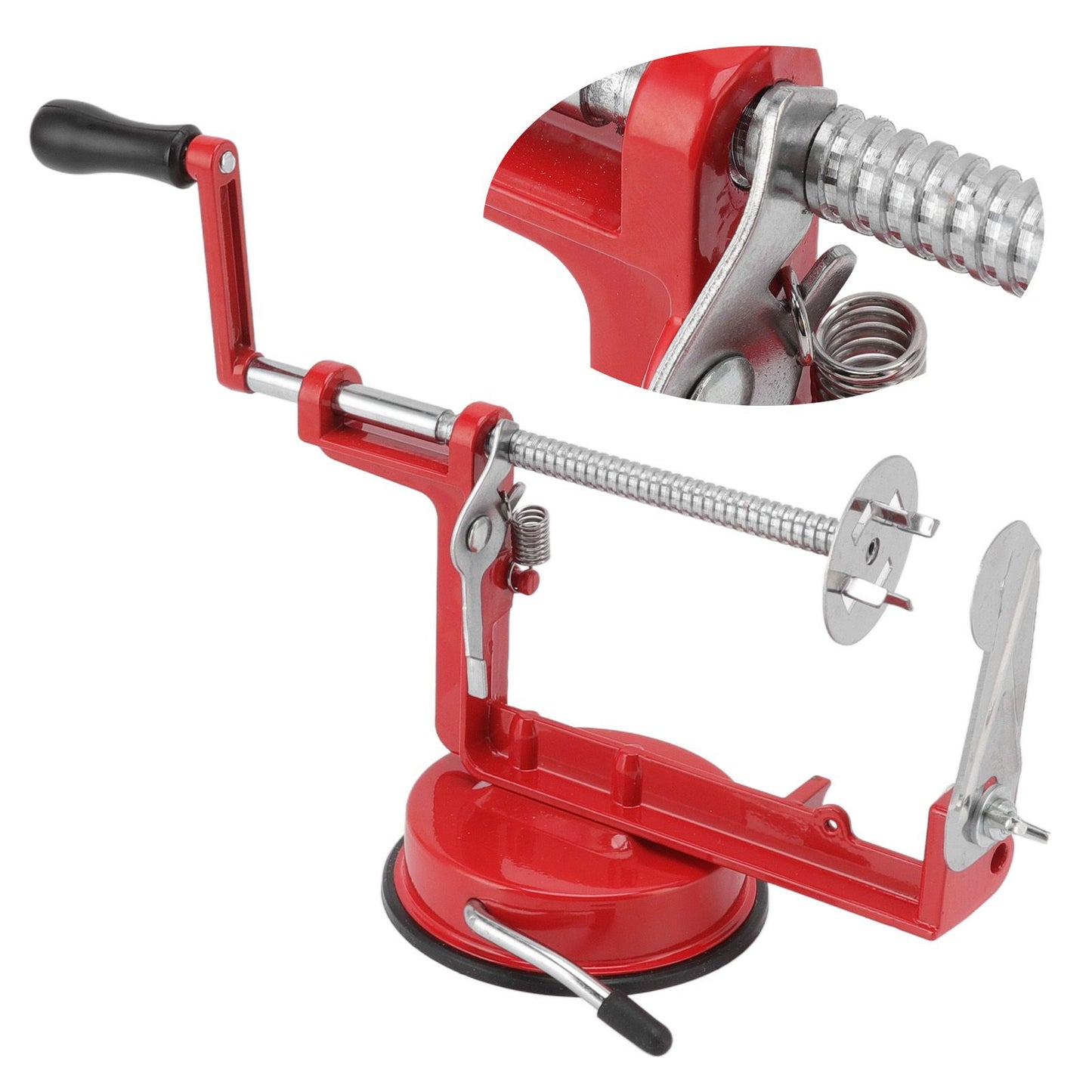 Potato Spiral Cutter Multifunctional Manual Rotating Stainless Steel Blade Rust Resistant Red Twisted Spiral Potato Peeler