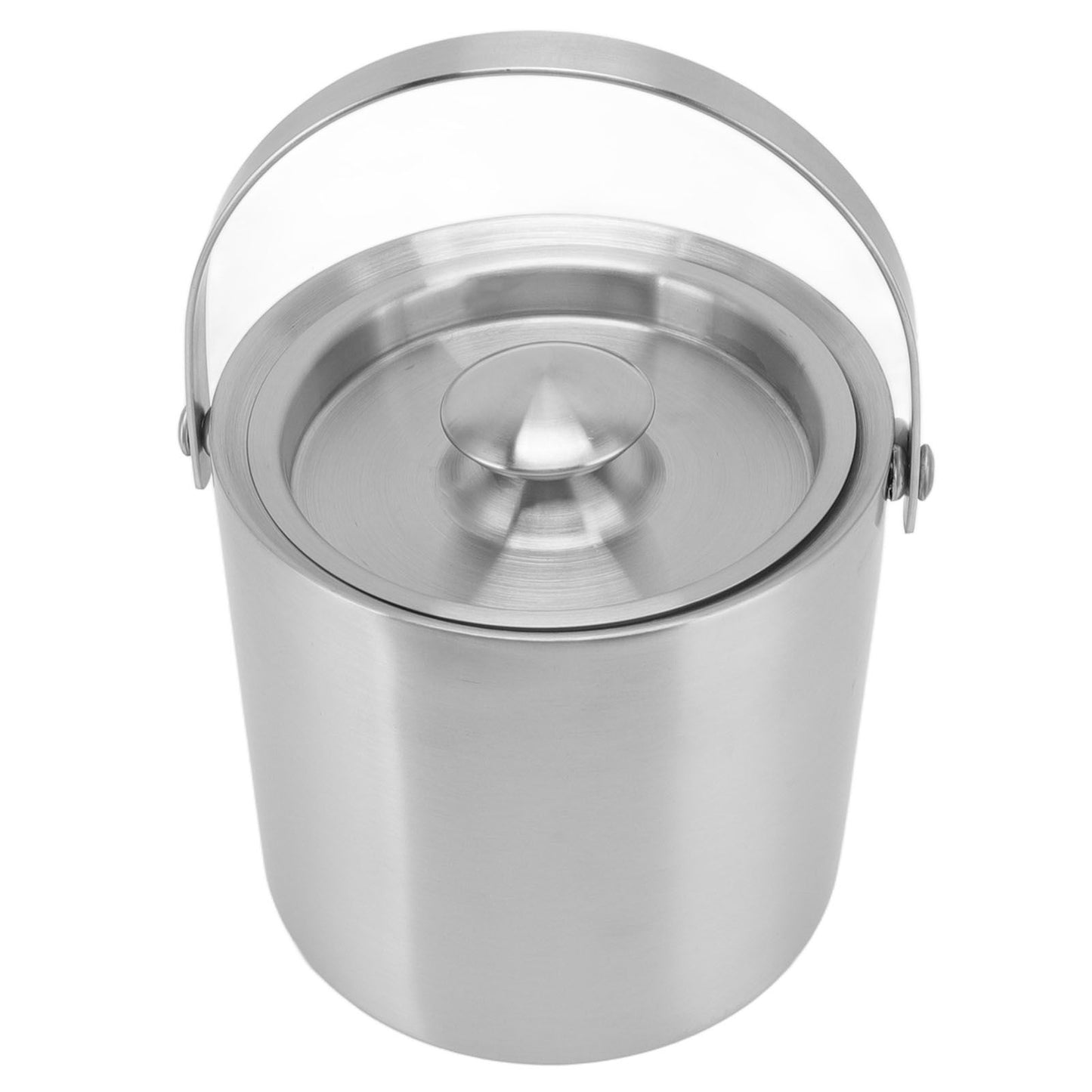 Stainless Steel Ice Bucket Double Layer Wine Champagne Beer Barrel with Handle for Bar Party 2L 15.5x15.7cm/6.1x6.2in