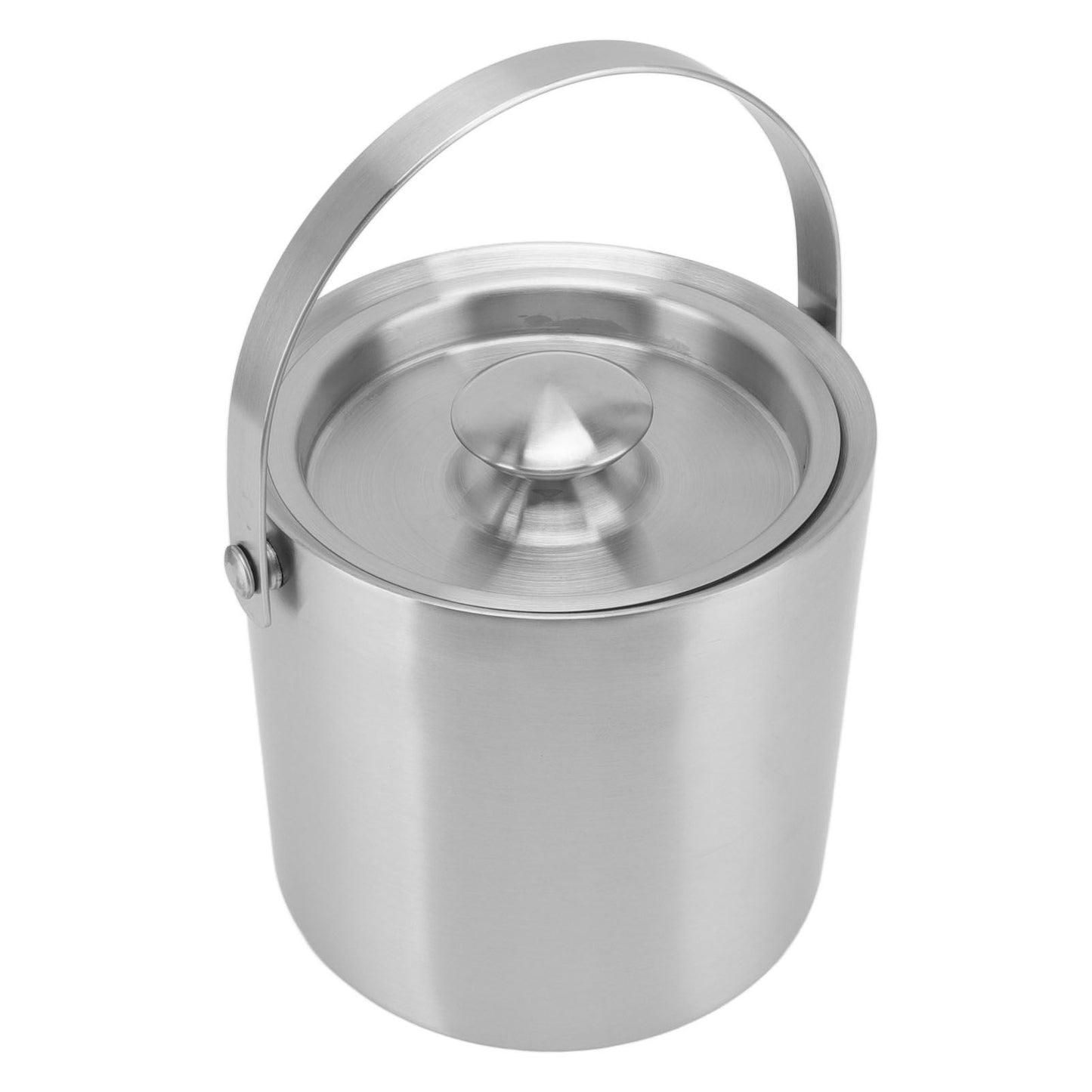 Stainless Steel Ice Bucket Double Layer Wine Champagne Beer Barrel with Handle for Bar Party 2L 15.5x15.7cm/6.1x6.2in