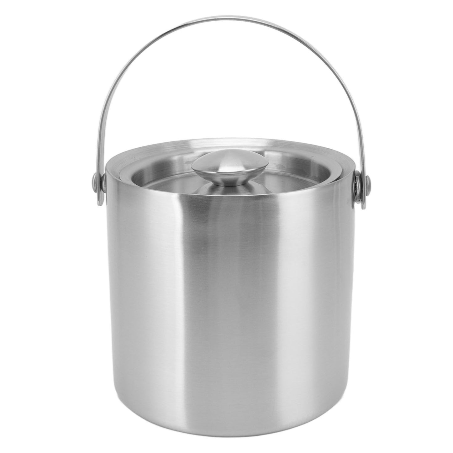 Stainless Steel Ice Bucket Double Layer Wine Champagne Beer Barrel with Handle for Bar Party 2L 15.5x15.7cm/6.1x6.2in