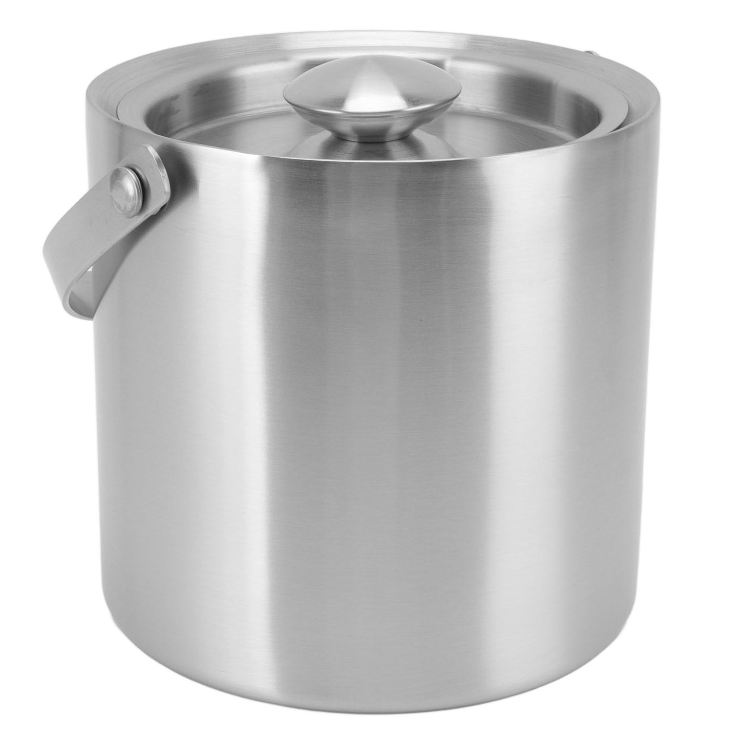 Stainless Steel Ice Bucket Double Layer Wine Champagne Beer Barrel with Handle for Bar Party 2L 15.5x15.7cm/6.1x6.2in