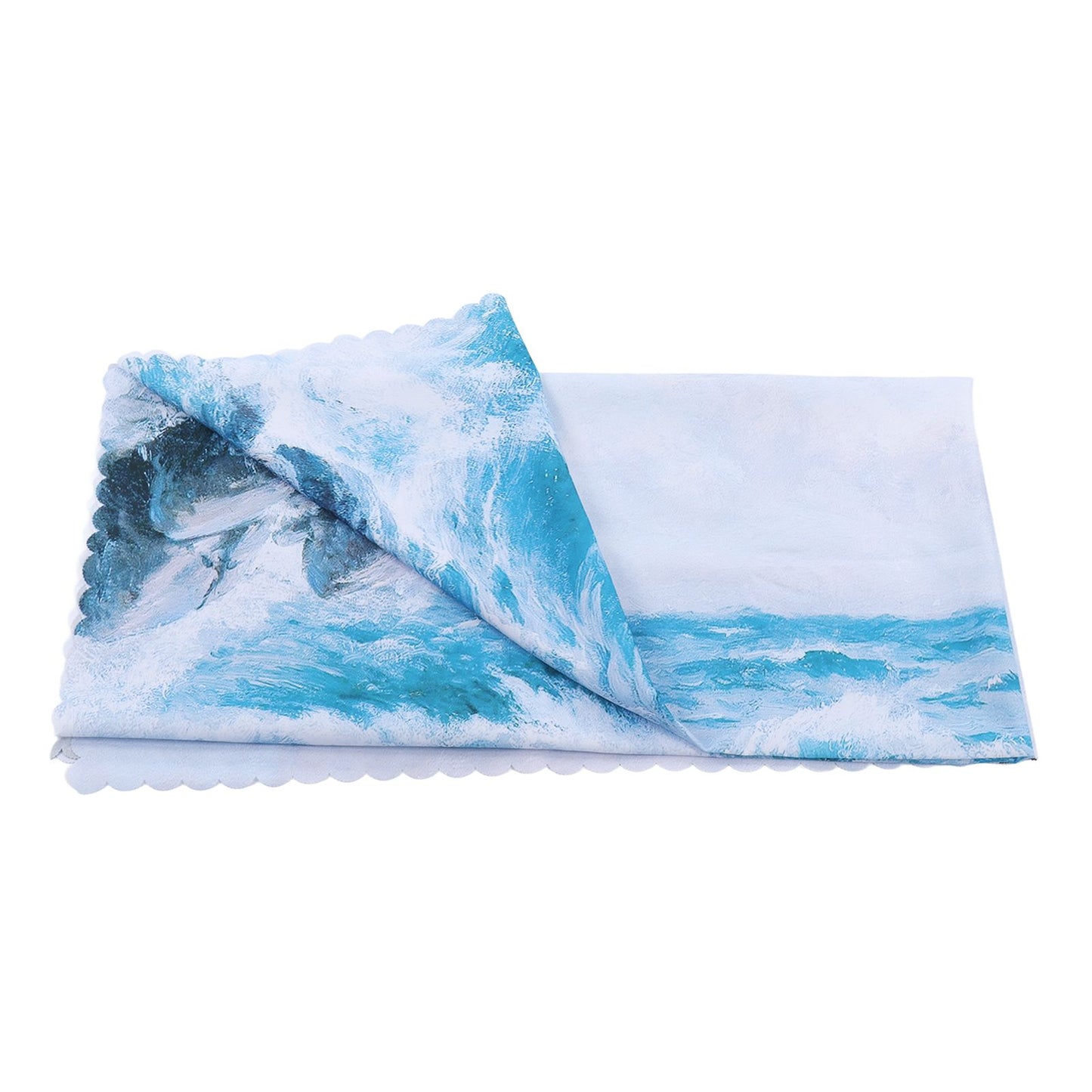 Table Cloths Easy Cleaning Natural Casual Style Decorative Practical Polyester Fiber Tablecloths Decoration for Restaurant Sea Waving Rock Pattern 140x180cm