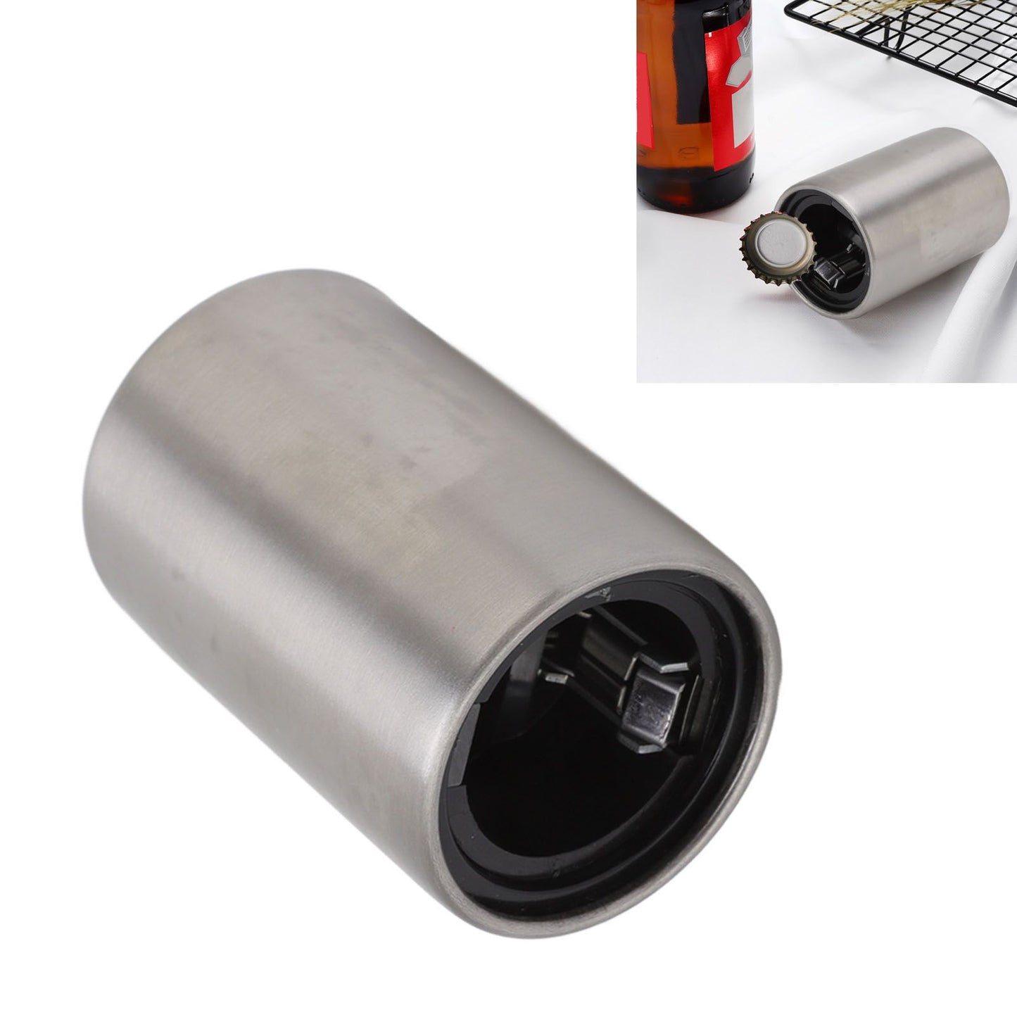Pressing Beer Bottle Opener Automatic Bottle Opener Stainless Steel Press Multifunctional Bar Bottle Lid Remover 3.15x1.97x1.97in 304 Stainless Steel
