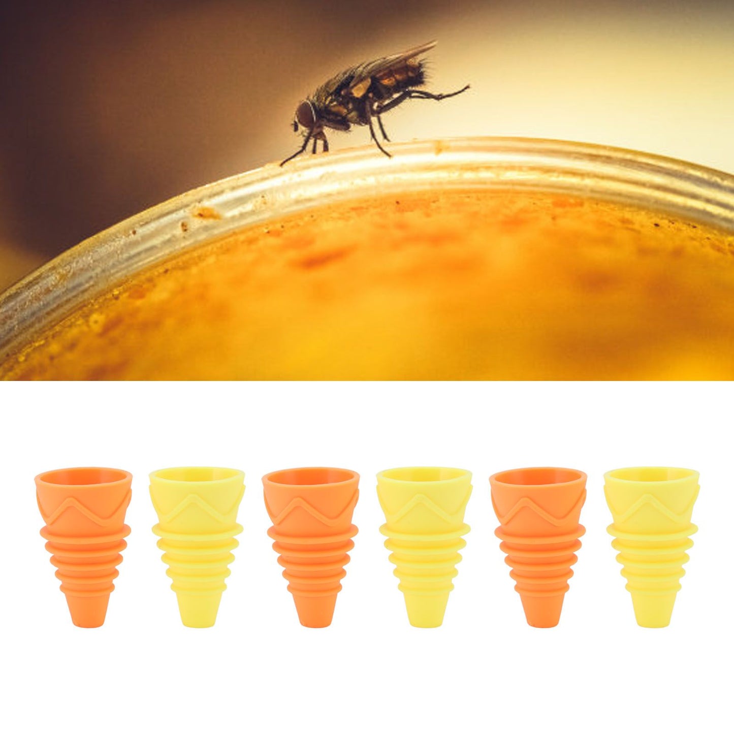 6PCS Fly Trap Funnel Reusable Flexible Silicone Flytrap Funnel Home Garden Kitchen Flytrap for Water Bottles