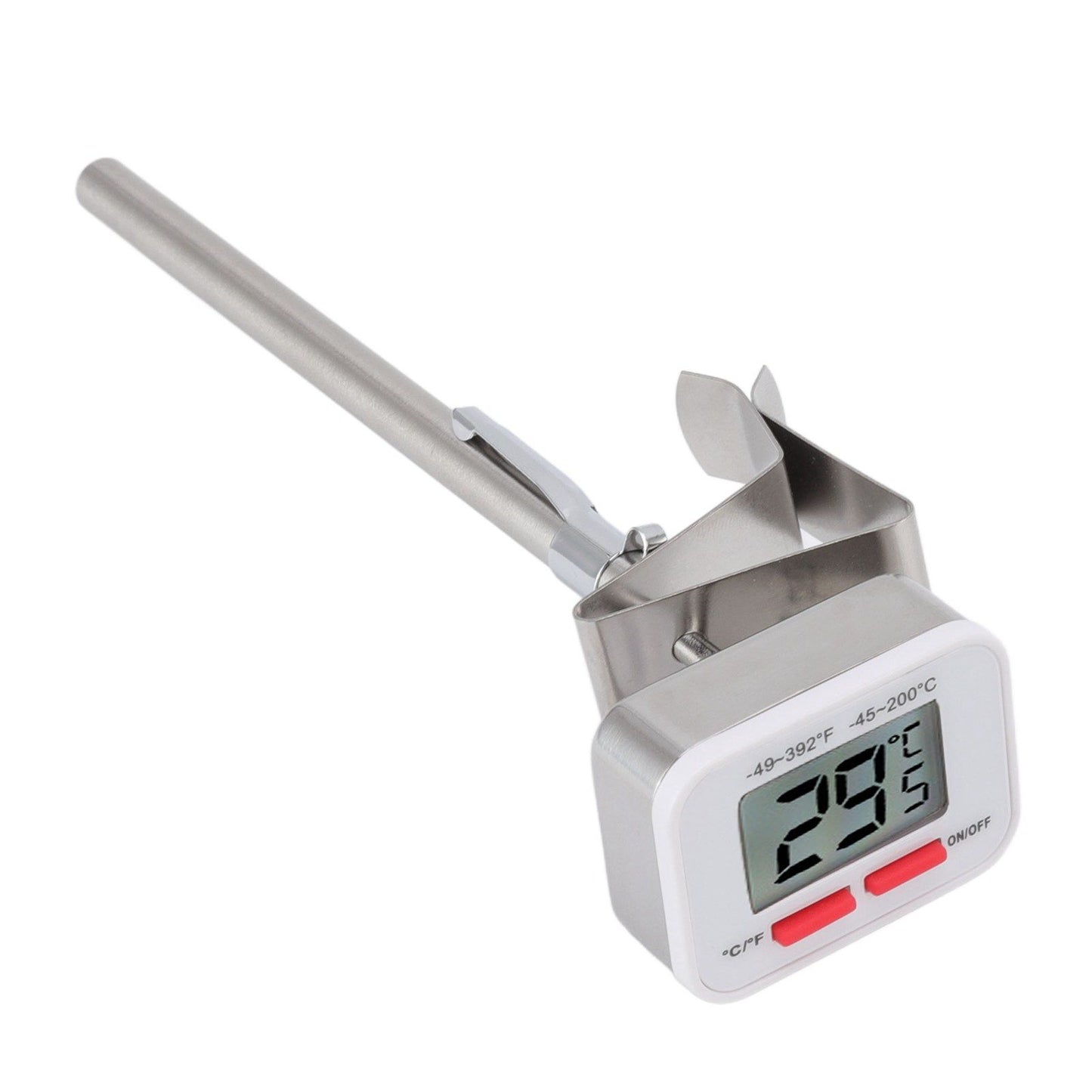 Food Thermometer Regulable Clip Large Display Screen Detachable Stainless Steel White Kitchen Thermometer
