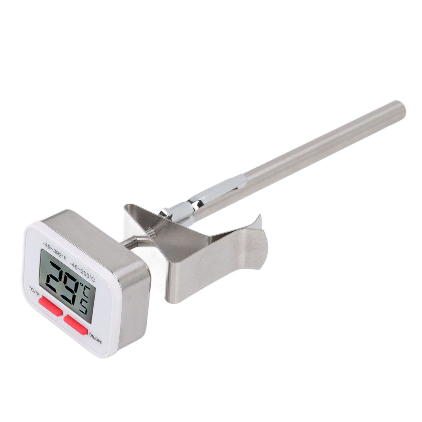 Food Thermometer Regulable Clip Large Display Screen Detachable Stainless Steel White Kitchen Thermometer