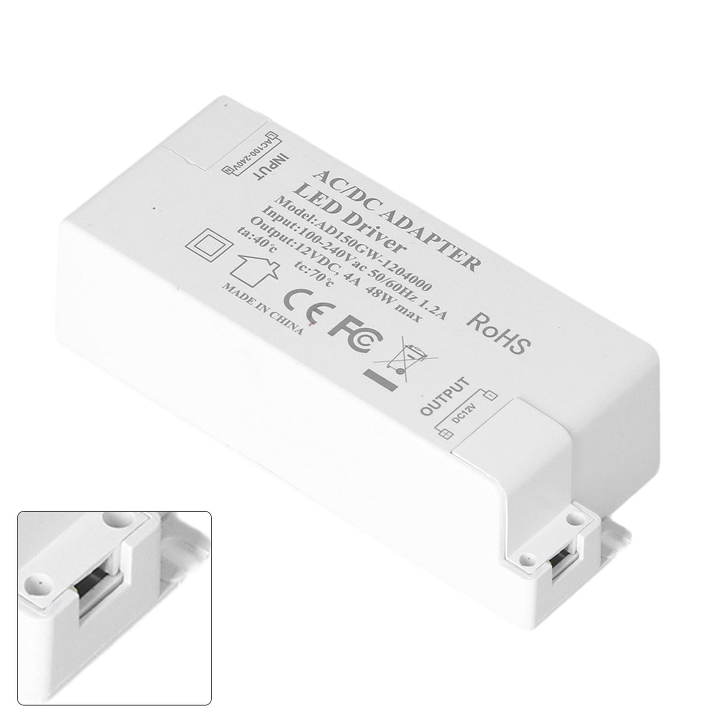 LED Driver DC12V 4A 48W LED Transformer Lamp Power Supply Transformer for Home AC100‑240V