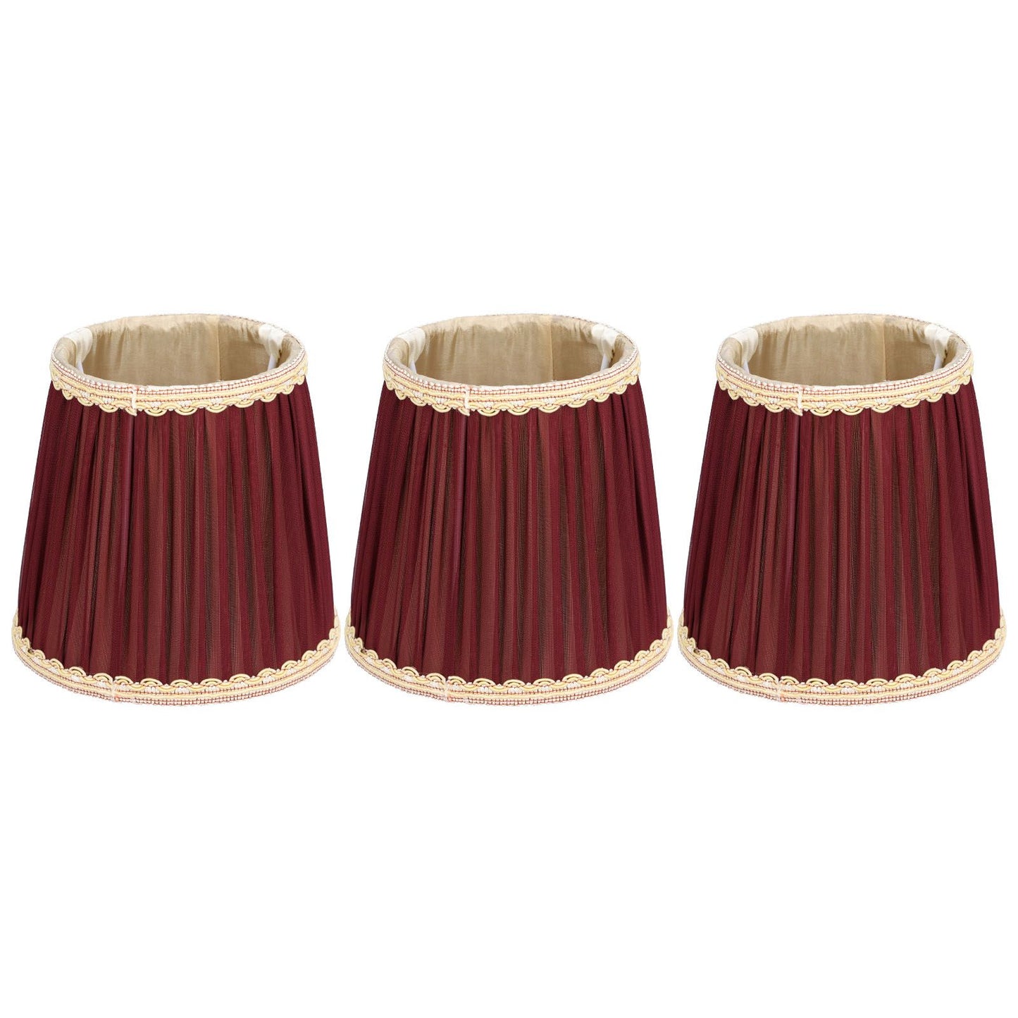 3pcs E14 Fabric Lamp Shade Wine Red Modern Clip On Lampshade for Home Wall Candle Table Lamps