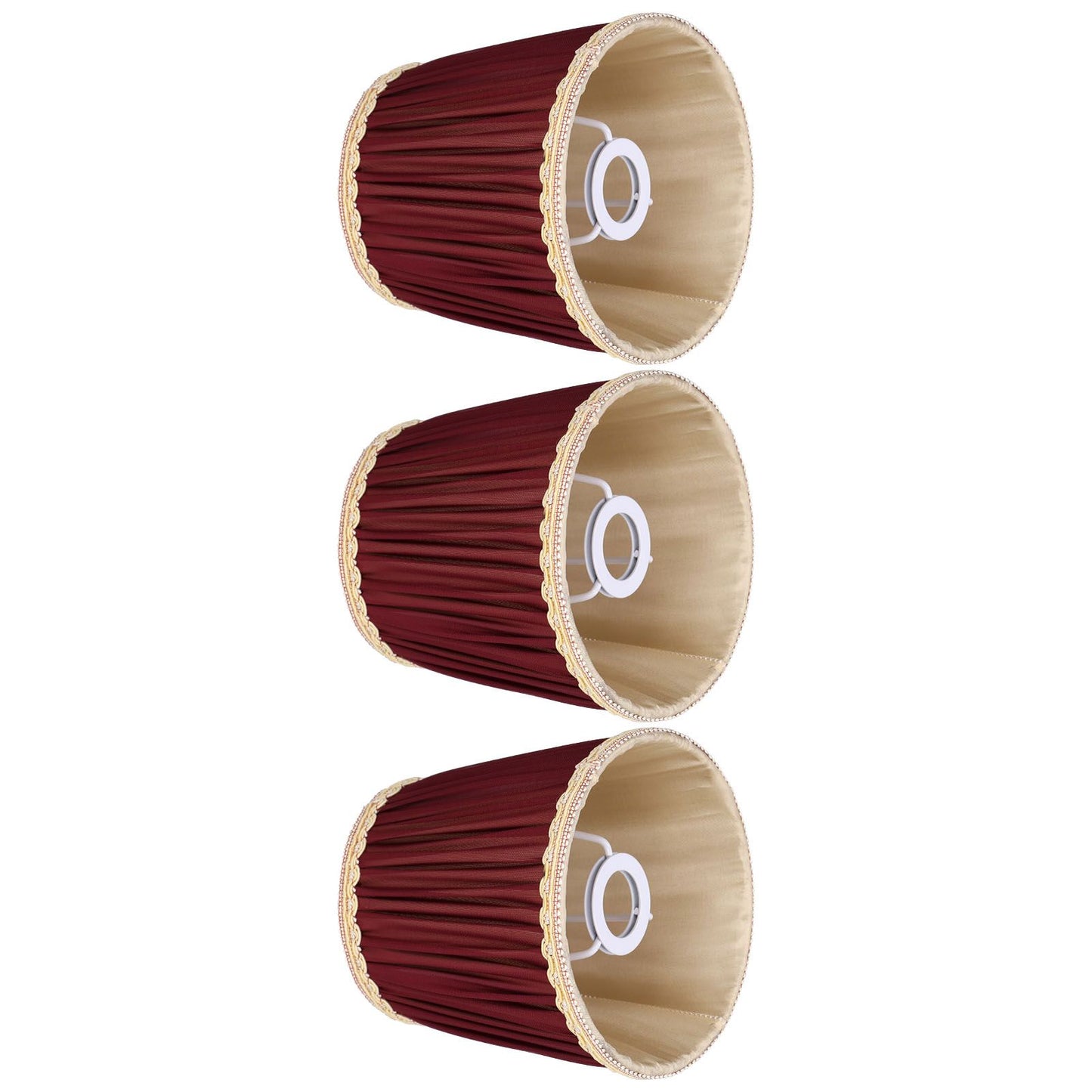 3pcs E14 Fabric Lamp Shade Wine Red Modern Clip On Lampshade for Home Wall Candle Table Lamps