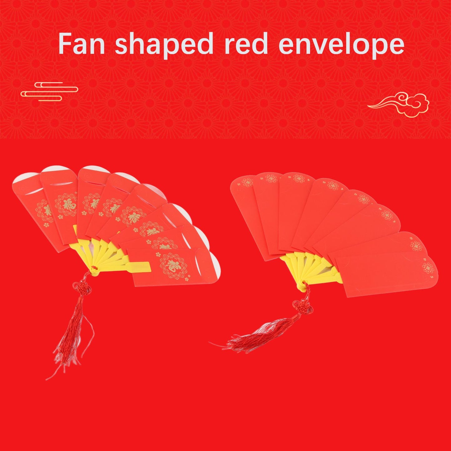 2023 Rabbit Year Spring Festival Creative Fan Shaped Folding Red Envelope New Year Fan Red Envelope