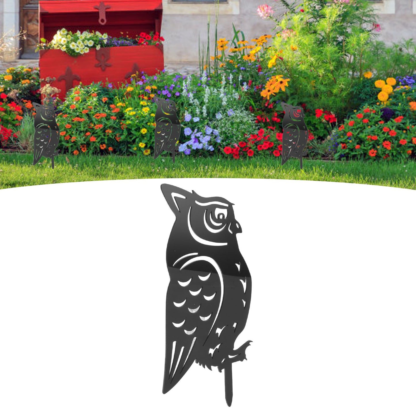 Garden Owl Decorative Insert Card Outdoor Courtyard Lawn Owl Silhouette Acrylic Stakes