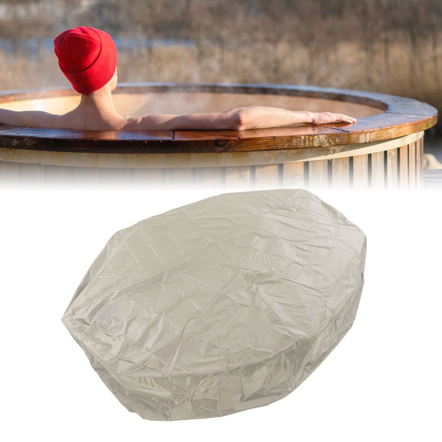 Outdoor Furniture Dust Covers Round Bathtub Cover 190 Silver Polyester Taffeta Hot Tub Waterproof Cover 190x30cm Beige