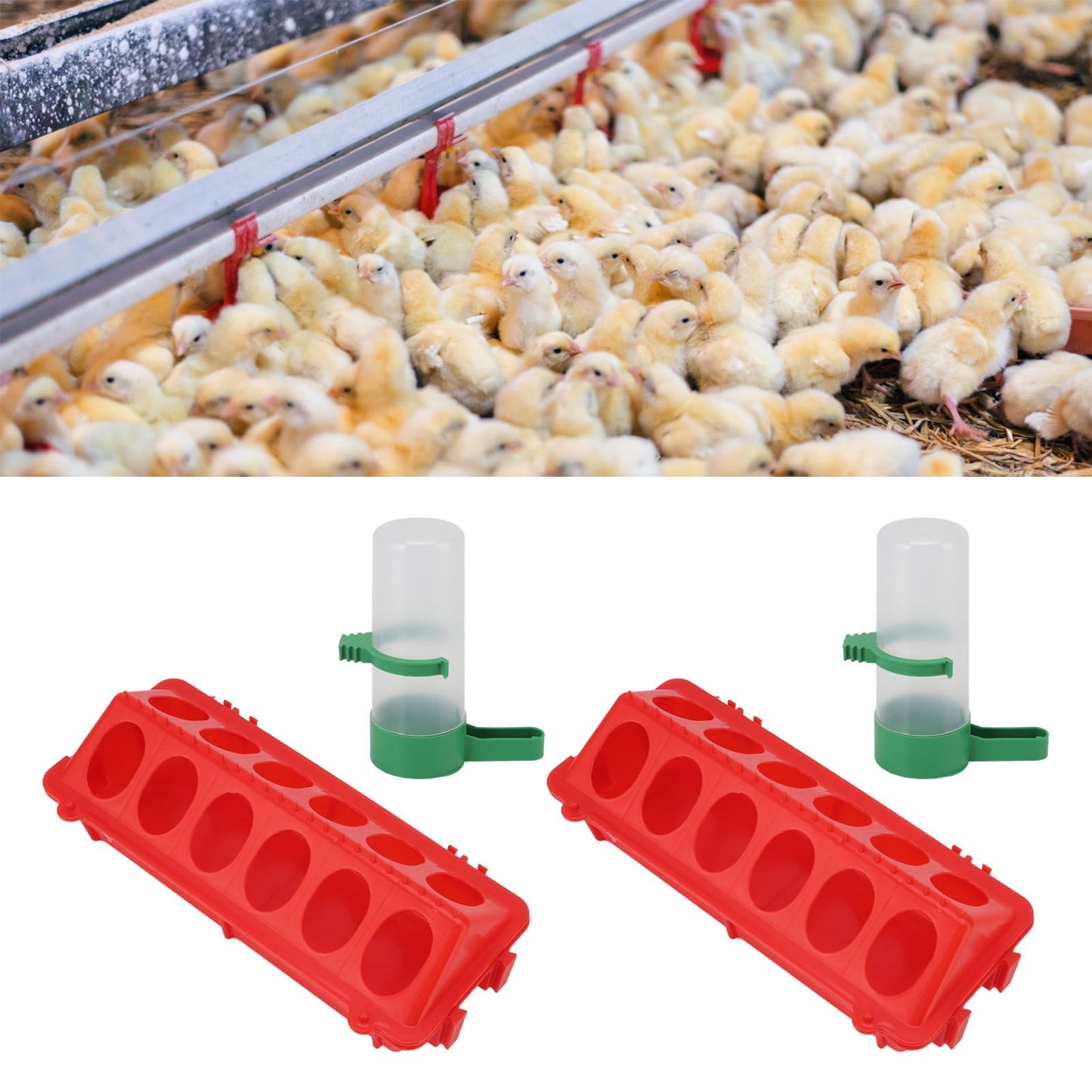 2Set Flip Top Chick Birds Water Feeder PP Chicken Trough Automatic Feeder with Splatter Proof Cover Poultry Equipment L Waterer 140ML