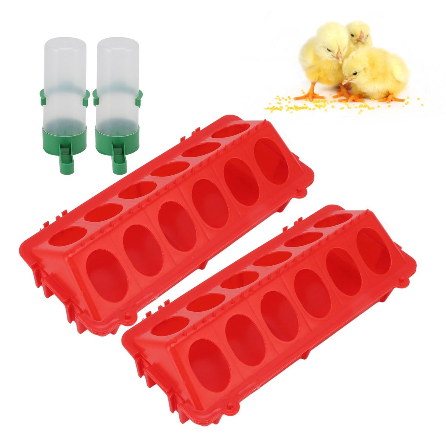 2Set Flip Top Chick Birds Water Feeder PP Chicken Trough Automatic Feeder with Splatter Proof Cover Poultry Equipment M Waterer 90ML
