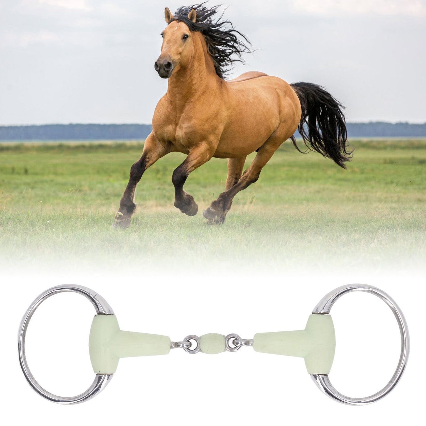 Horse Snaffle Bit Stainless Steel Horse Snaffle Roller Garden Breeding Mouth Bit for for 125mm Horse Mouth