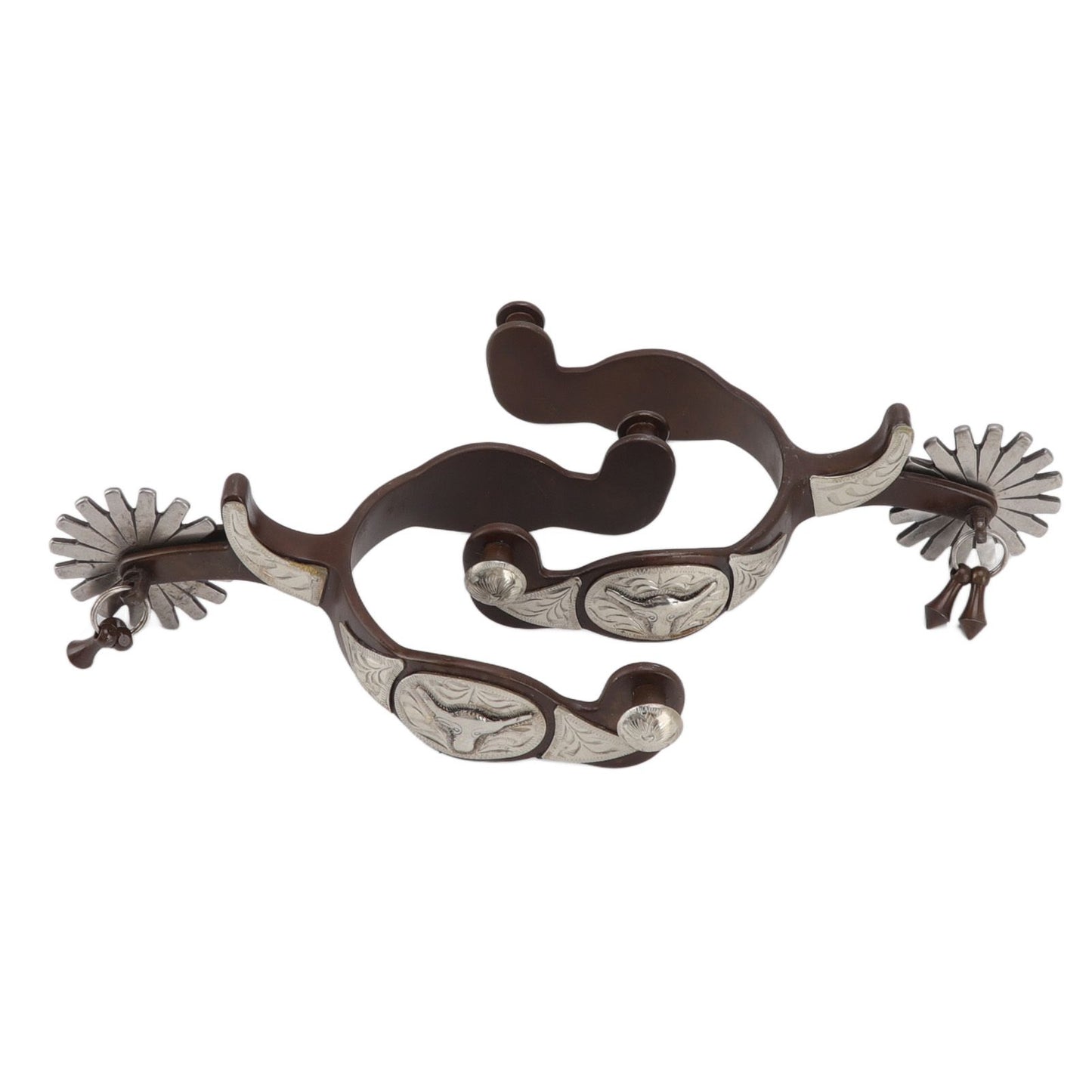 2 PCS Cowboy Horse Spurs Outdoor Garden Retro Spurs Saddlery Equipment with Cow Icon