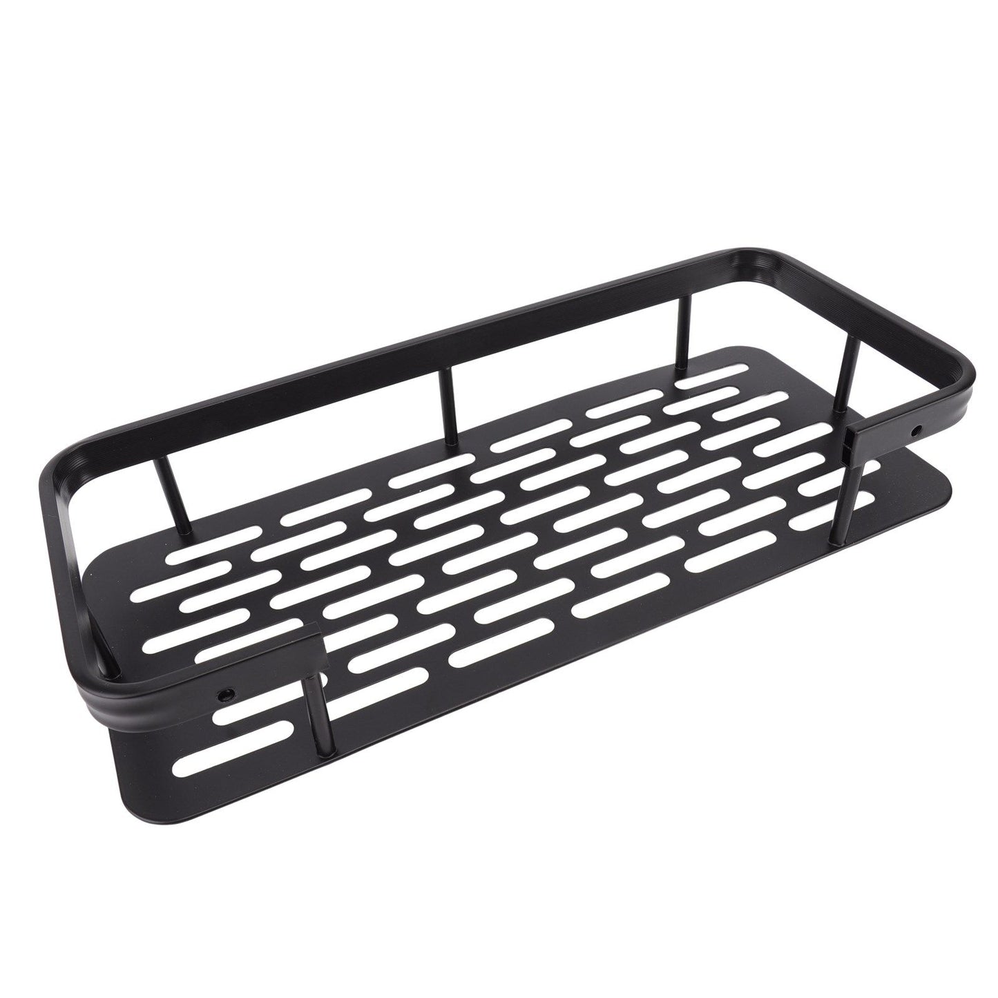 Shower Caddy Single Tier Durable Aluminium Rustproof Sticker Installation Shower Shelf for Bathroom Bedroom Kitchen Black