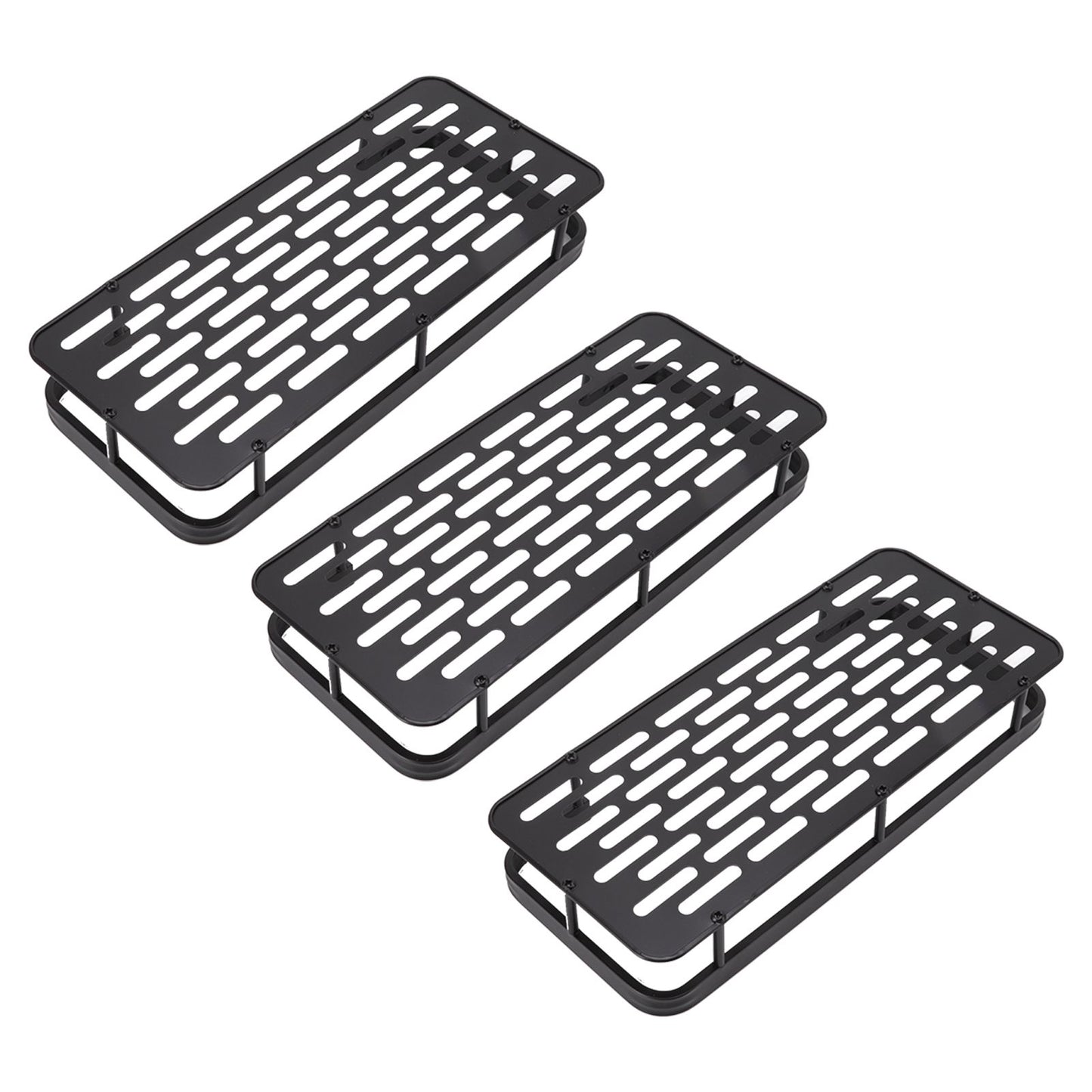 Shower Storage Rack 3 Layers Punch Free Rectangle Aluminum Shower Shelf Basket for Home Bathroom Black