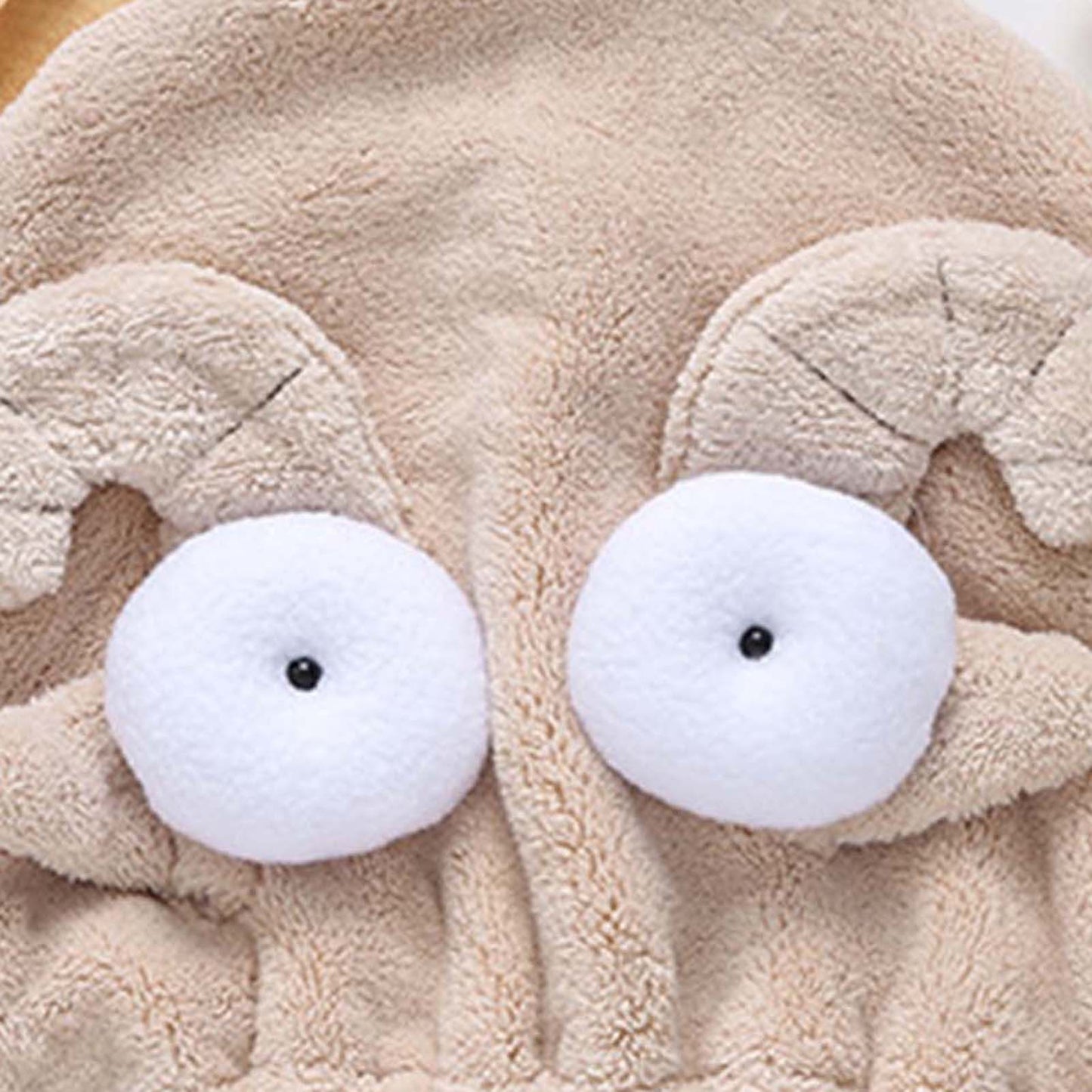 Quick Dry Hair Hat Elastic Strong Water Absorption Fine Fiber Skin Friendly Cartoon Hair Drying Towel Camel