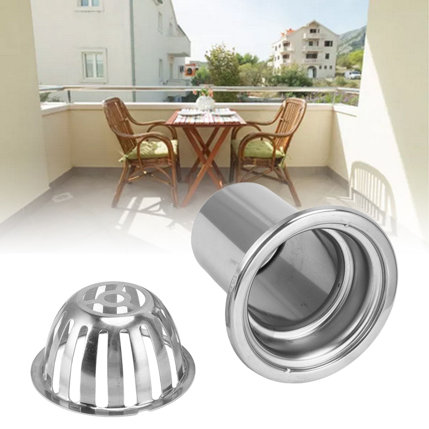 Roof Floor Drain Stainless Steel Non Blocking Balcony Outdoor Rain Bucket Drainage Parts Round 3in