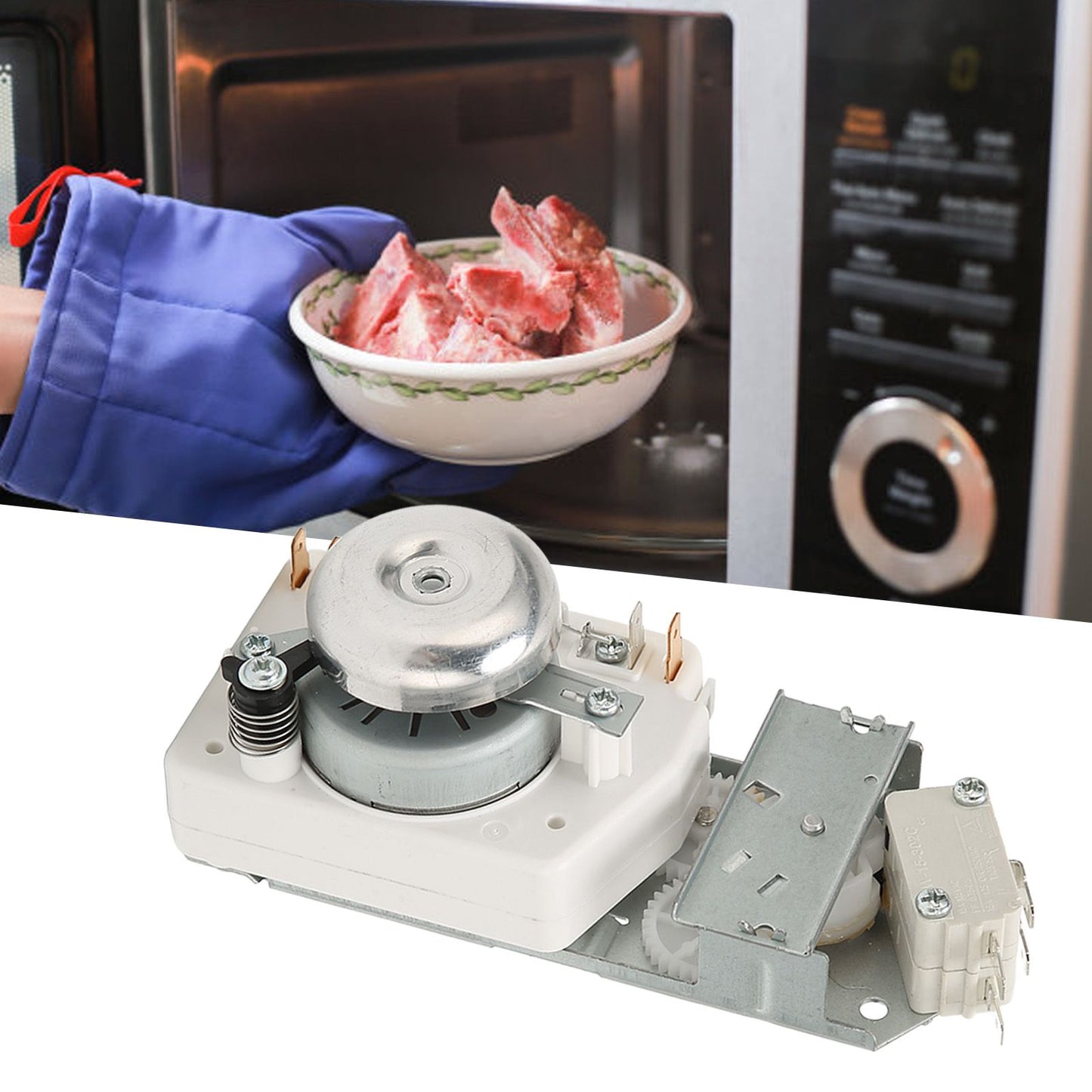 Microwave Oven Timer Stainless Steel Lightweight Time Controller with Barbecue Function for Galanz 220‑240V