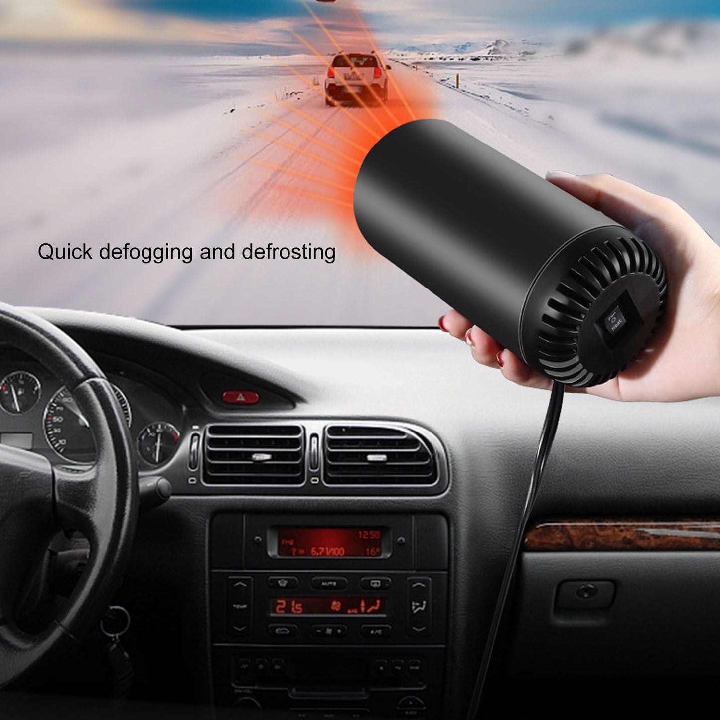 Car Heater Fast Heating Cool and Warm Portable Cigarette Lighter Car Demister Defroster with Rotatable Stand 24V