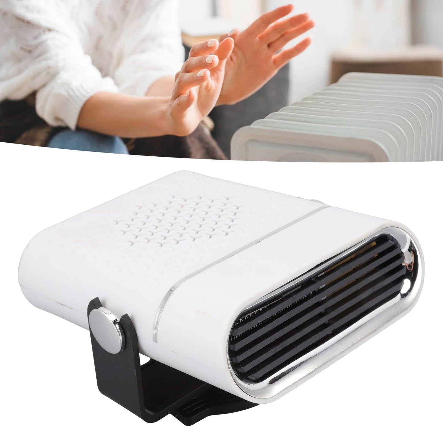 Car Heater Portable Fast Heating 360 Degree Rotation Car Heater Windscreen Defroster Defogger 12V White