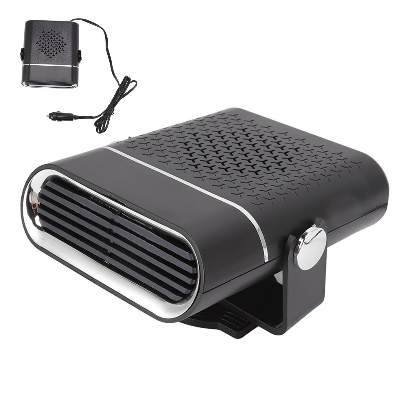 Car Heater 360 Degree Rotating Quick Heating Portable Cigarette Lighter Defogger Defroster for Truck 24V Black