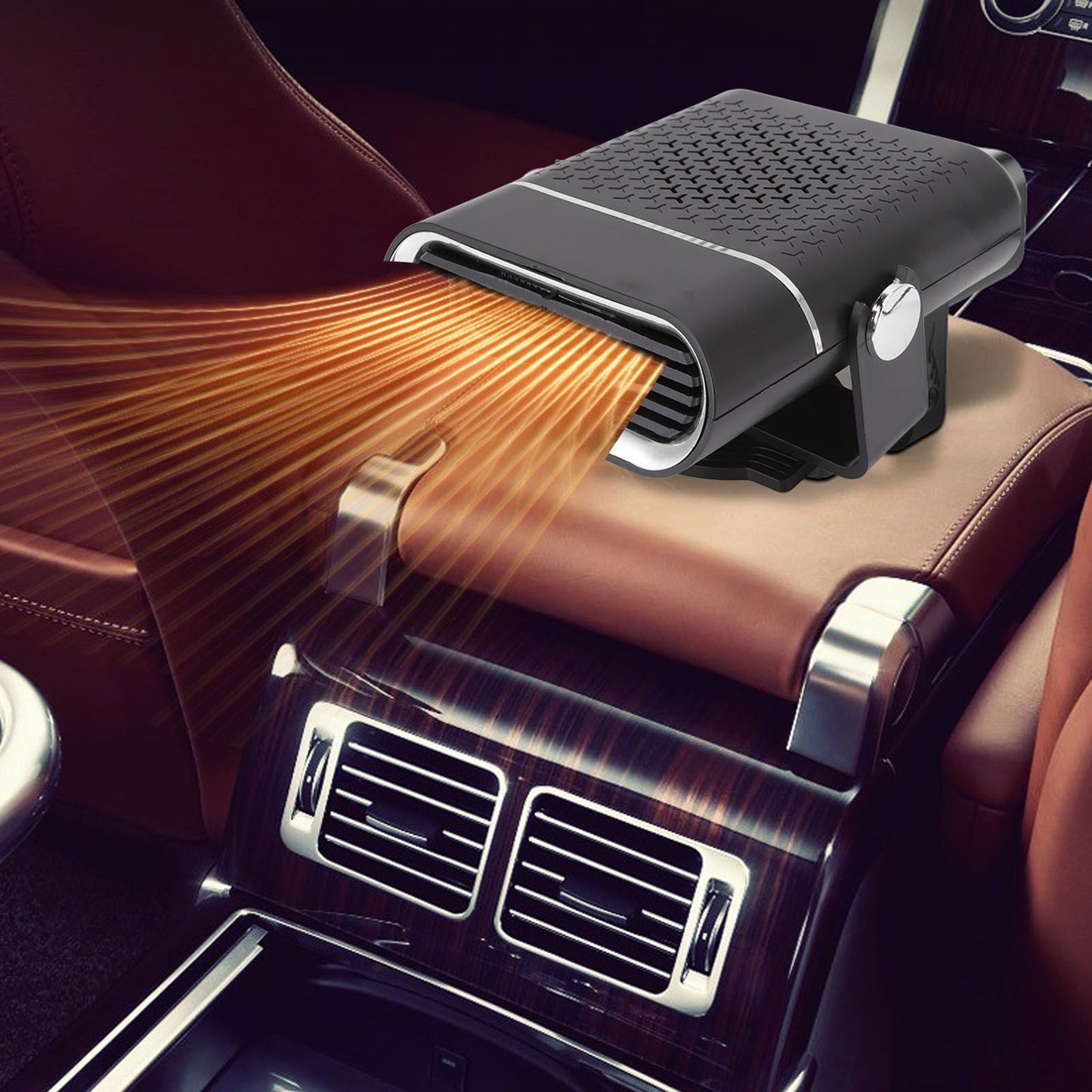 Car Heater 360 Degree Rotating Quick Heating Portable Cigarette Lighter Defogger Defroster for Truck 24V Black