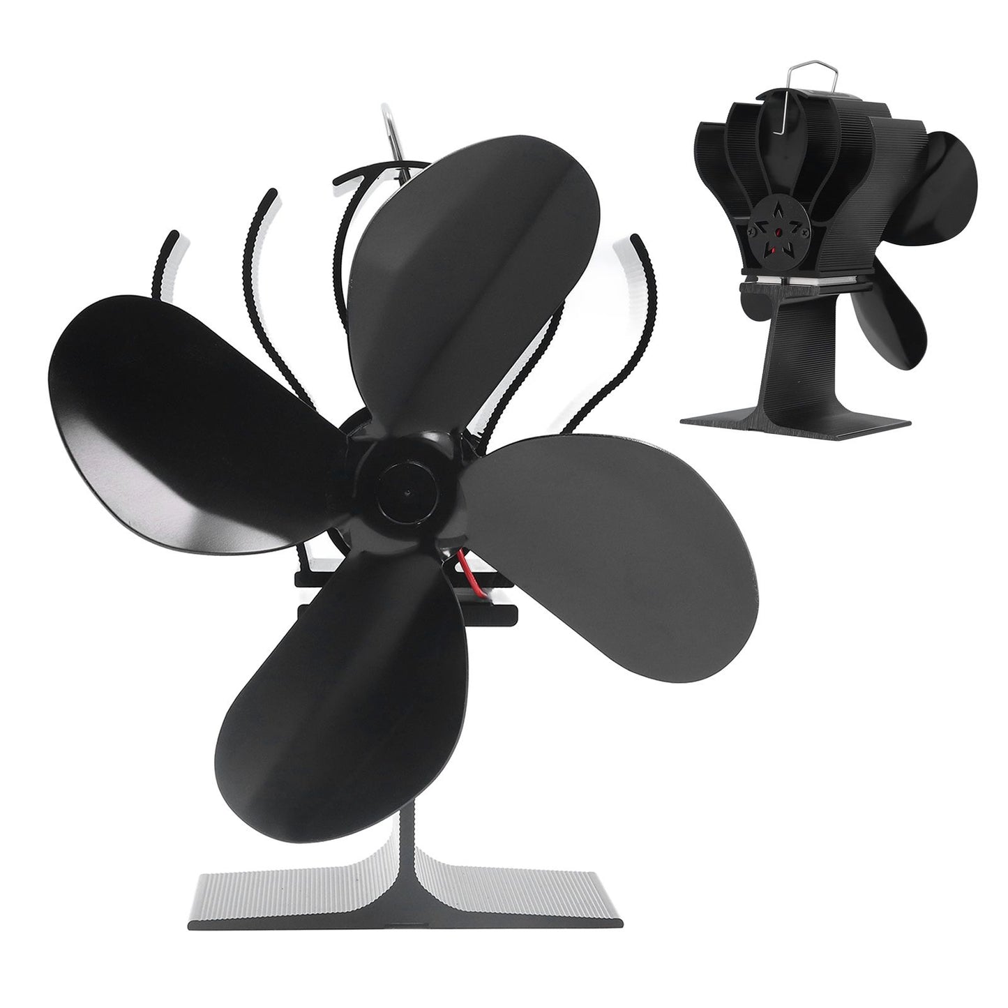 4 Blade Fireplace Fan Aluminium Alloy Heat Powered High Temperature Resistant Stove Fan for Home