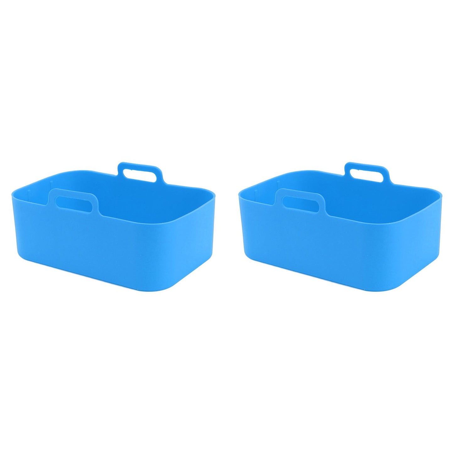 2 Sets Kitchen Fryer Silicone Basket and Mat Reusable Non Stick Rectangular Air Oven Accessories for Ninja DZ201 Foodi 8QT Blue