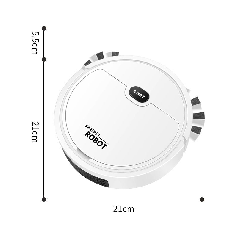 Robot Vacuum Cleaner USB Smart 3 In 1 Suction Sweeping Mopping Function Automatic Vacuum Cleaner for Small Apartments White