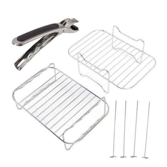 Fryer Rack Stainless Steel Skewer Rack Fryer Steaming Rack with Anti Scalding Clip Skewer for NINJA FOOD 8QT