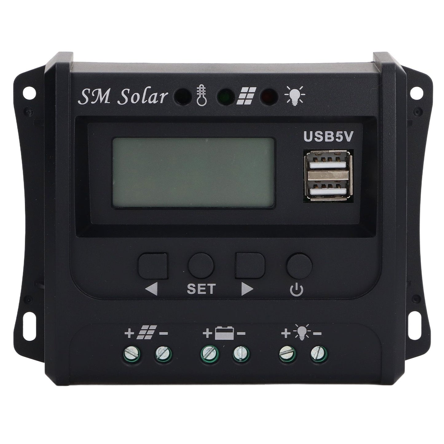 Solar Panel Controller 3 Stage PWM Charging Intelligent Microcontroller ABS Aluminum Plate 12V 24V Solar Charge Controller SEC10(10A)