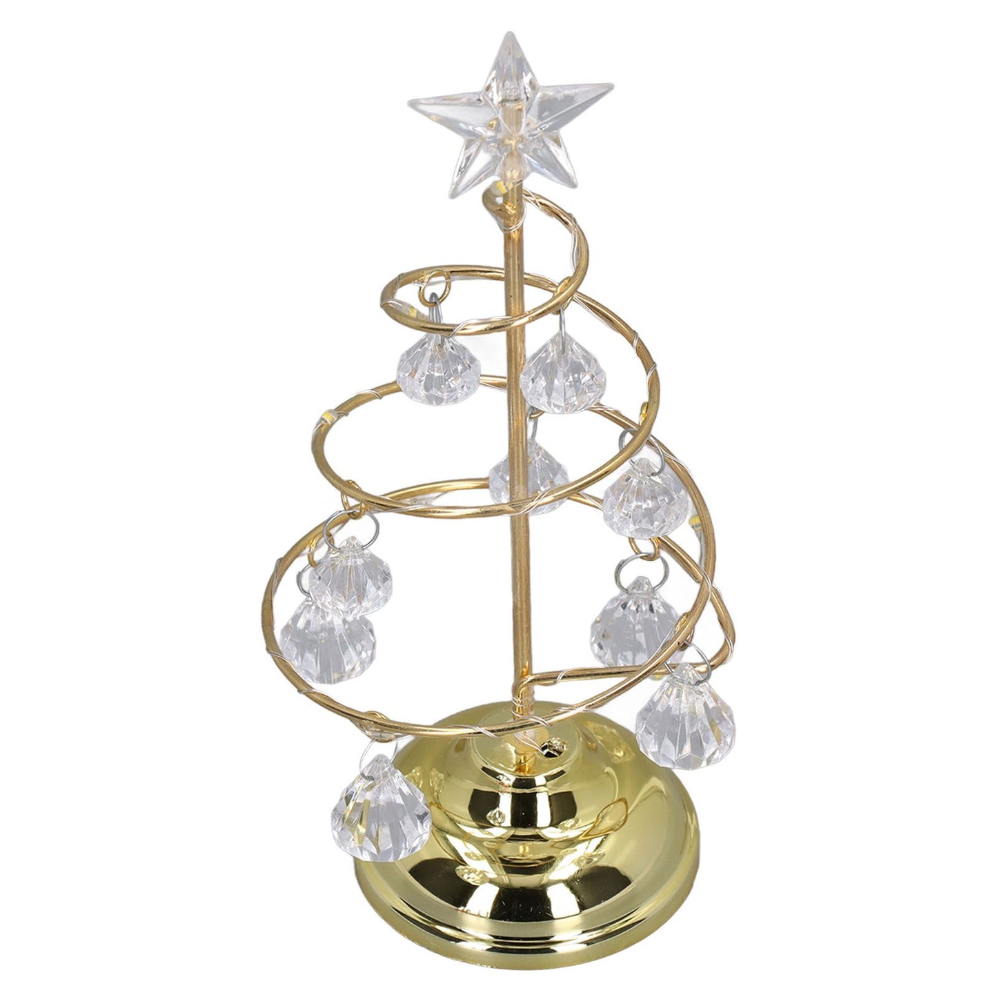 LED Christmas Tree Lamp Small Crystal Decorative Iron Tree Night Light Ornament for Gift Golden Warm Light