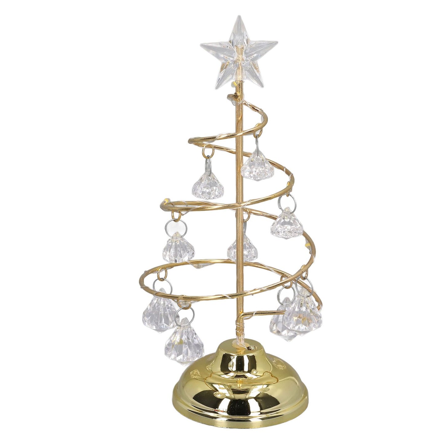 LED Christmas Tree Lamp Small Crystal Decorative Iron Tree Night Light Ornament for Gift Golden Warm Light