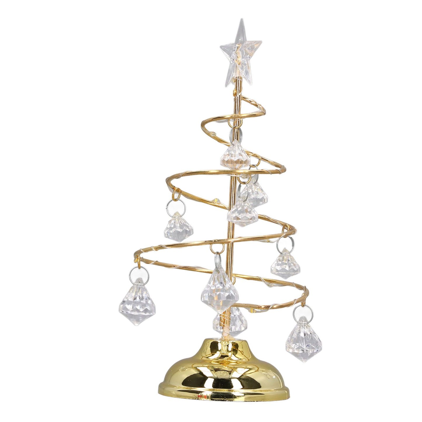LED Christmas Tree Lamp Small Crystal Decorative Iron Tree Night Light Ornament for Gift Golden Warm Light