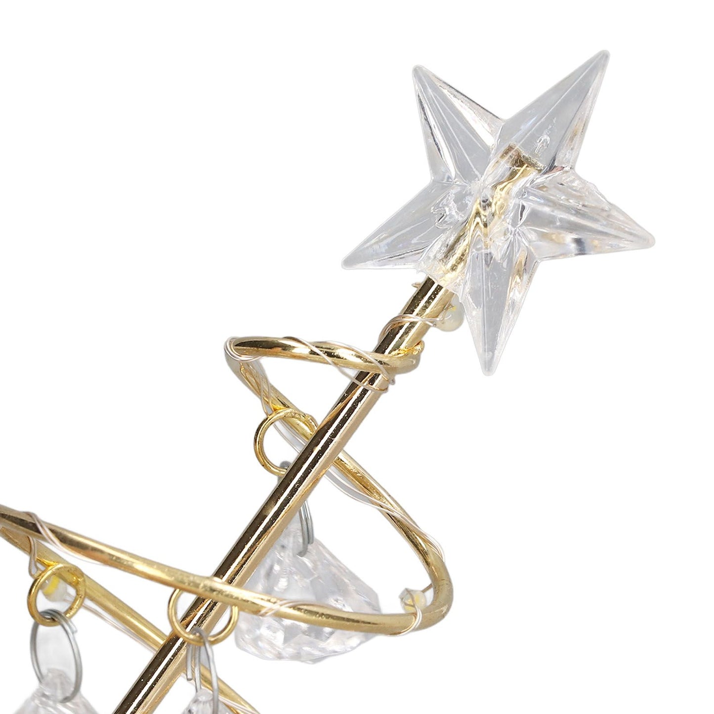 LED Christmas Tree Lamp Small Crystal Decorative Iron Tree Night Light Ornament for Gift Golden Warm Light