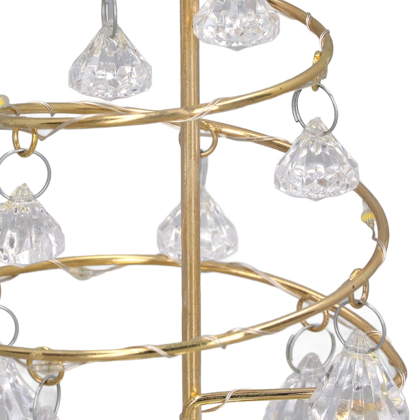 LED Christmas Tree Lamp Small Crystal Decorative Iron Tree Night Light Ornament for Gift Golden Warm Light