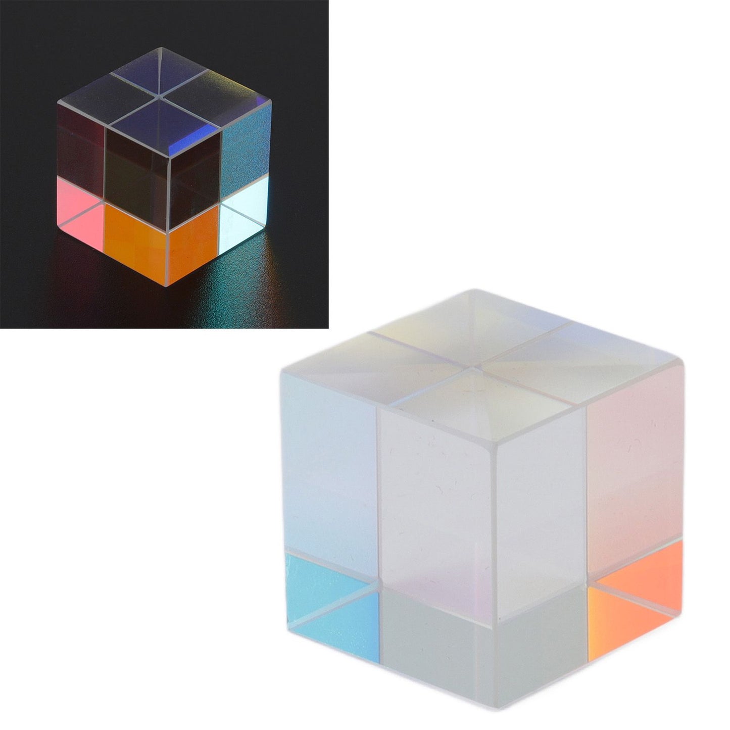 Prism Cube Optical Glass RGB Dispersion Color Cube Sun Catcher X Cube Prism Birthday Gift 15x15x15mm/0.6x0.6x0.6in