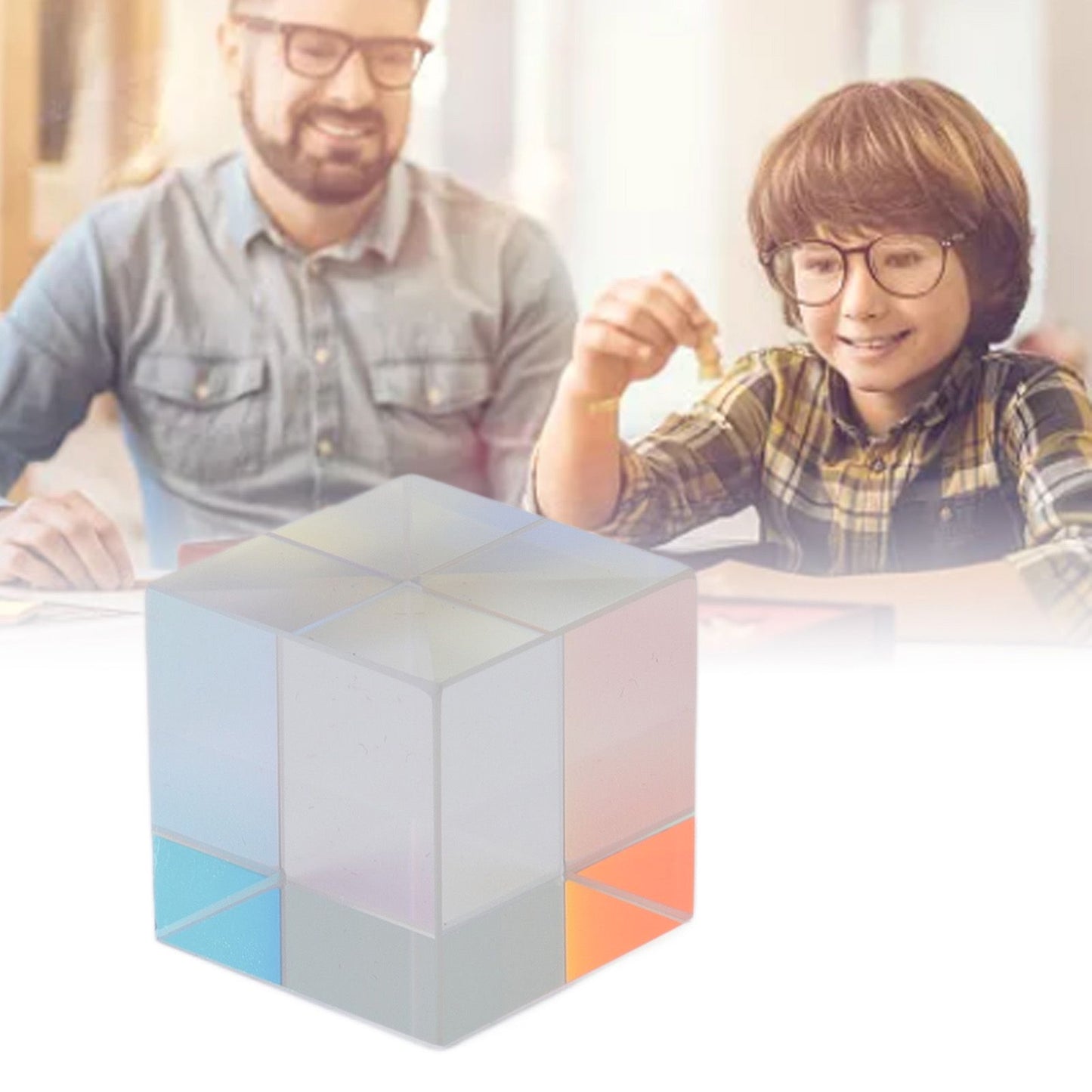Prism Cube Optical Glass RGB Dispersion Color Cube Sun Catcher X Cube Prism Birthday Gift 15x15x15mm/0.6x0.6x0.6in