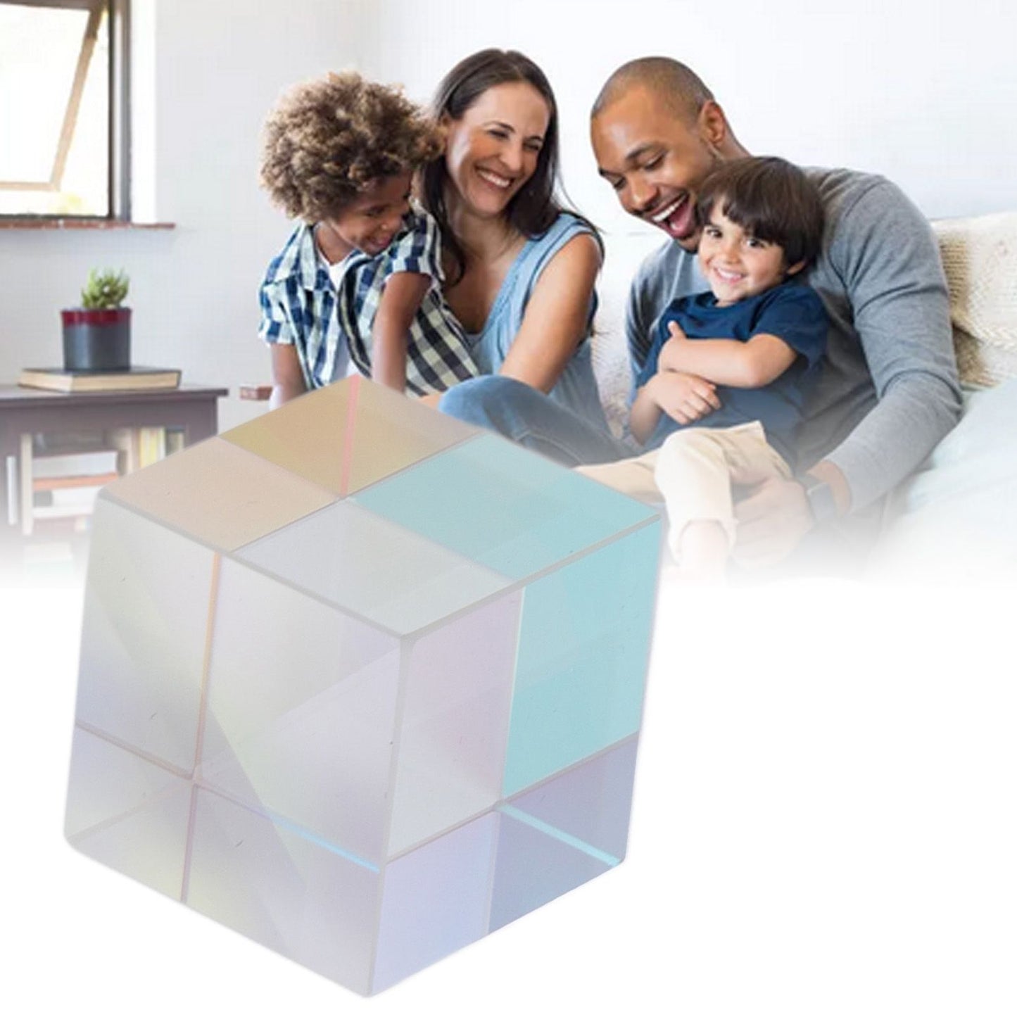 Prism Cube Optical Glass RGB Dispersion Color Cube Sun Catcher X Cube Prism Birthday Gift 15x15x15mm/0.6x0.6x0.6in