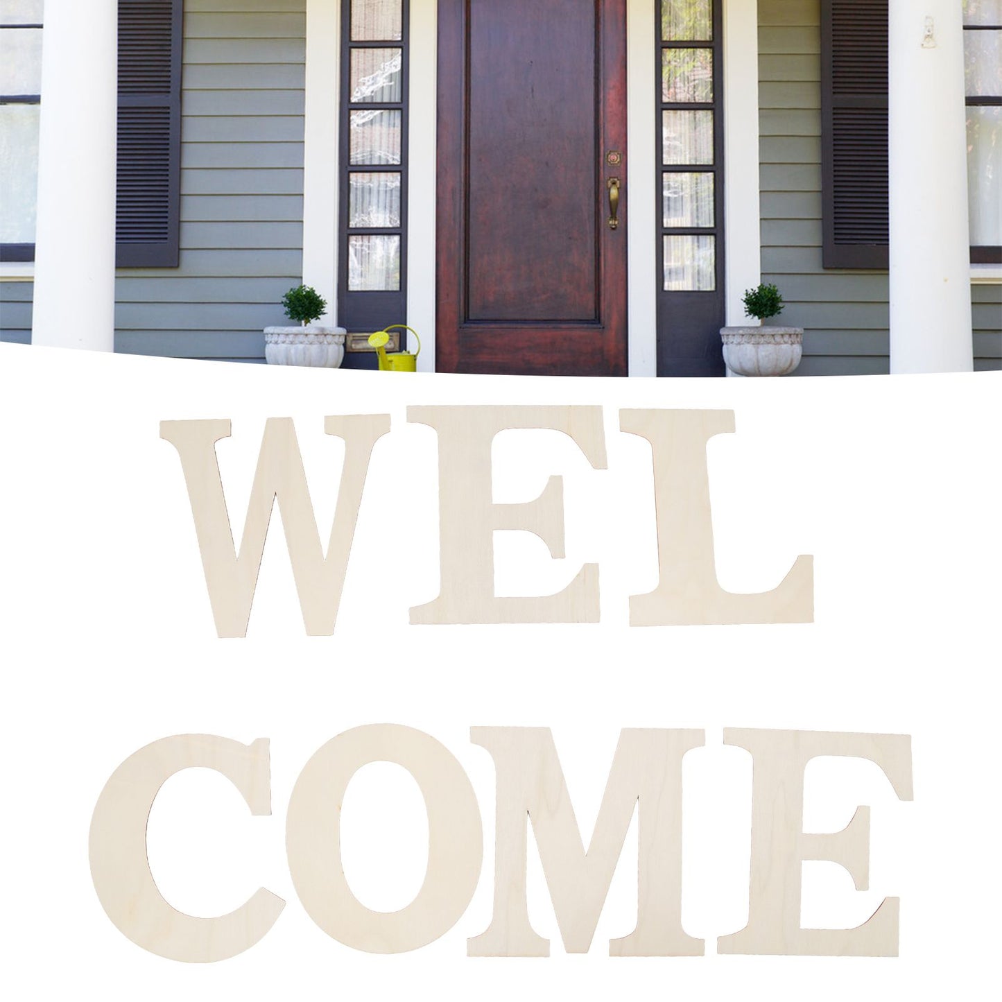 7PCS Welcome Sign Plywood 2mm Thickness Unpainted Welcome Decorative Letters for Wedding Party