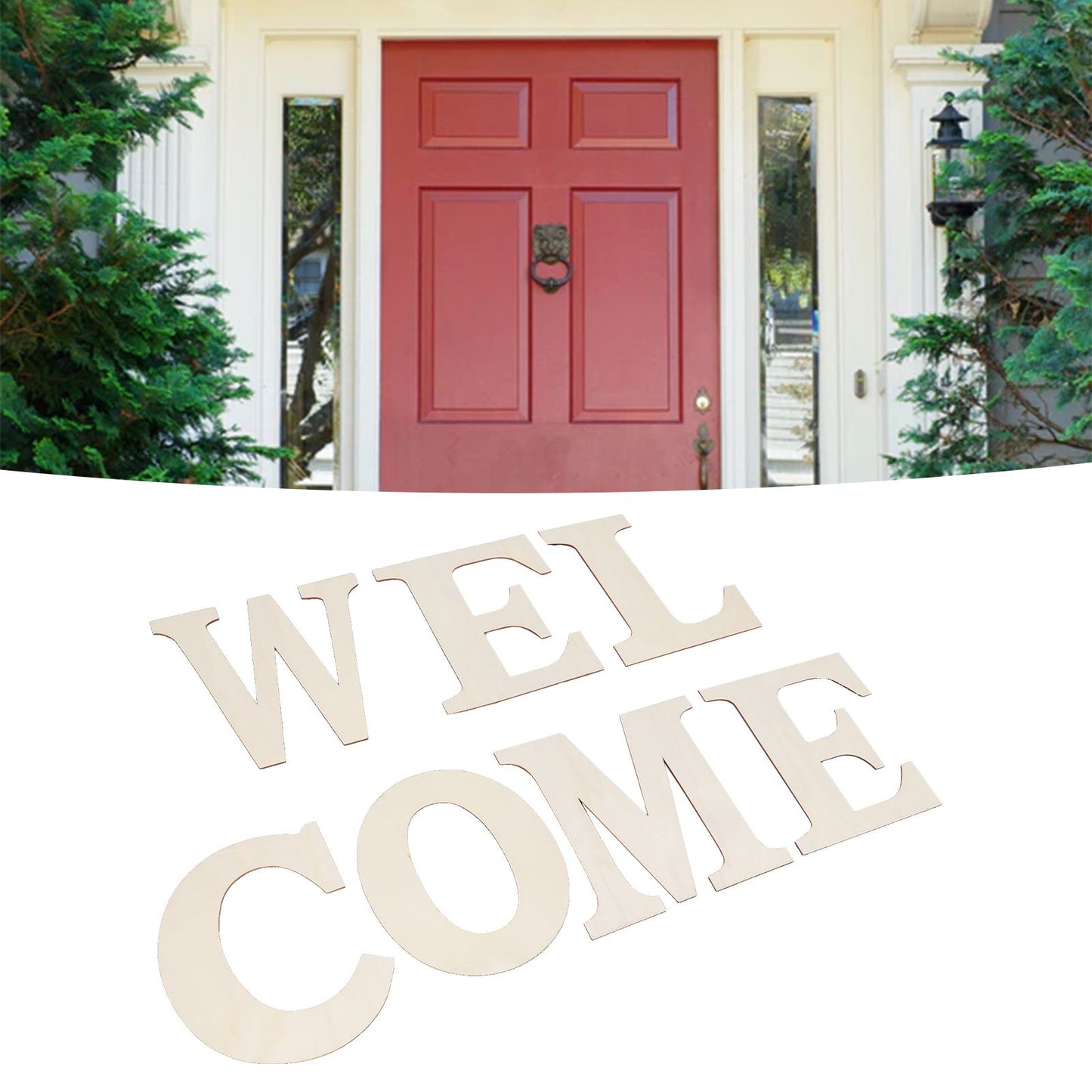 7PCS Welcome Sign Plywood 2mm Thickness Unpainted Welcome Decorative Letters for Wedding Party