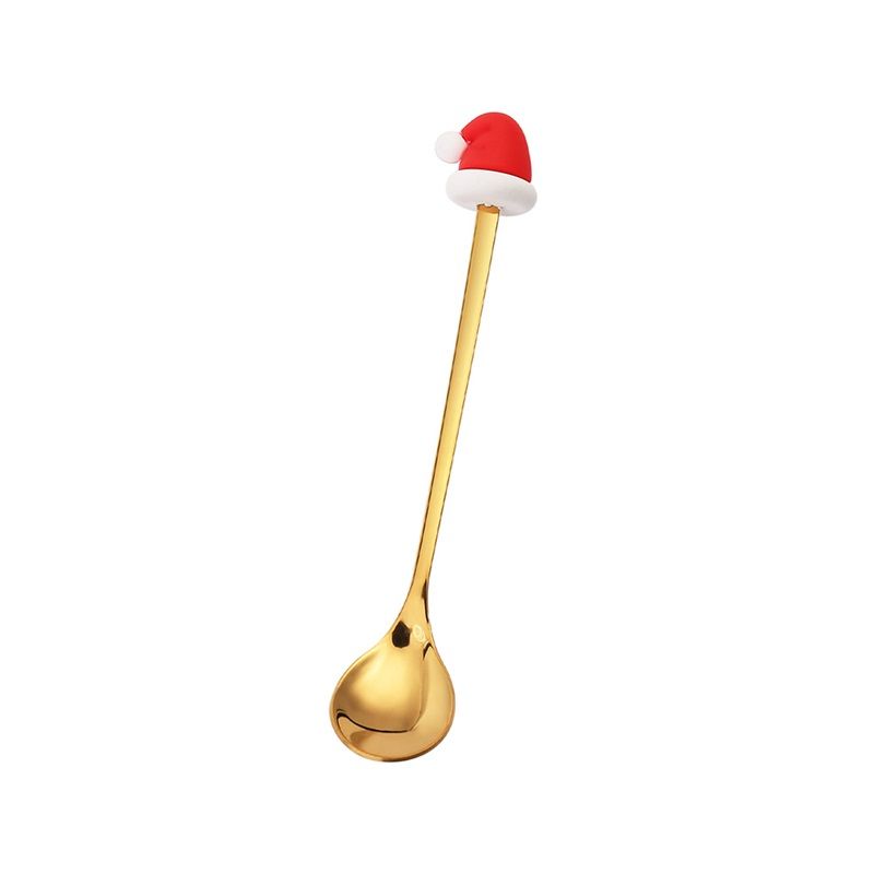 4PCS Christmas Spoon Fork Set Stainless Steel Santa Christmas Tree Shaped Decor Tableware for Home Dinner with Red Box
